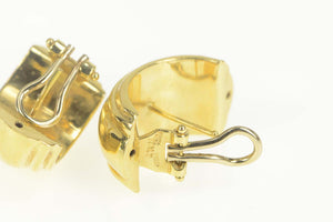 18K Scalloped Puffy Retro Curved French Clip Earrings Yellow Gold