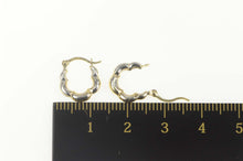 Load image into Gallery viewer, 10K Puffy Scalloped Two Tone Huggies Hoop Earrings White Gold