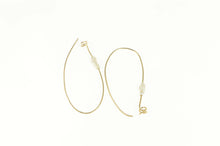 Load image into Gallery viewer, 14K Pearl Beaded Oval Spiral Accent Hoop Earrings Yellow Gold