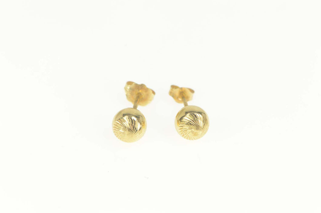 14K Diamond Cut Spiral Ball Circle Round Stud Earrings Yellow Gold