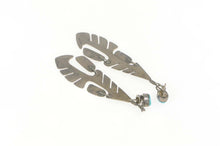 Load image into Gallery viewer, Sterling Silver Turquoise Native American Feather Dangle Earrings