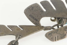 Load image into Gallery viewer, Sterling Silver Turquoise Native American Feather Dangle Earrings