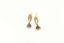 Load image into Gallery viewer, 10K Trillion Syn. Sapphire Diamond Dangle Earrings Yellow Gold