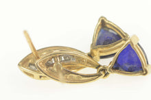Load image into Gallery viewer, 10K Trillion Syn. Sapphire Diamond Dangle Earrings Yellow Gold
