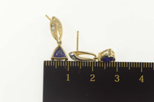 Load image into Gallery viewer, 10K Trillion Syn. Sapphire Diamond Dangle Earrings Yellow Gold