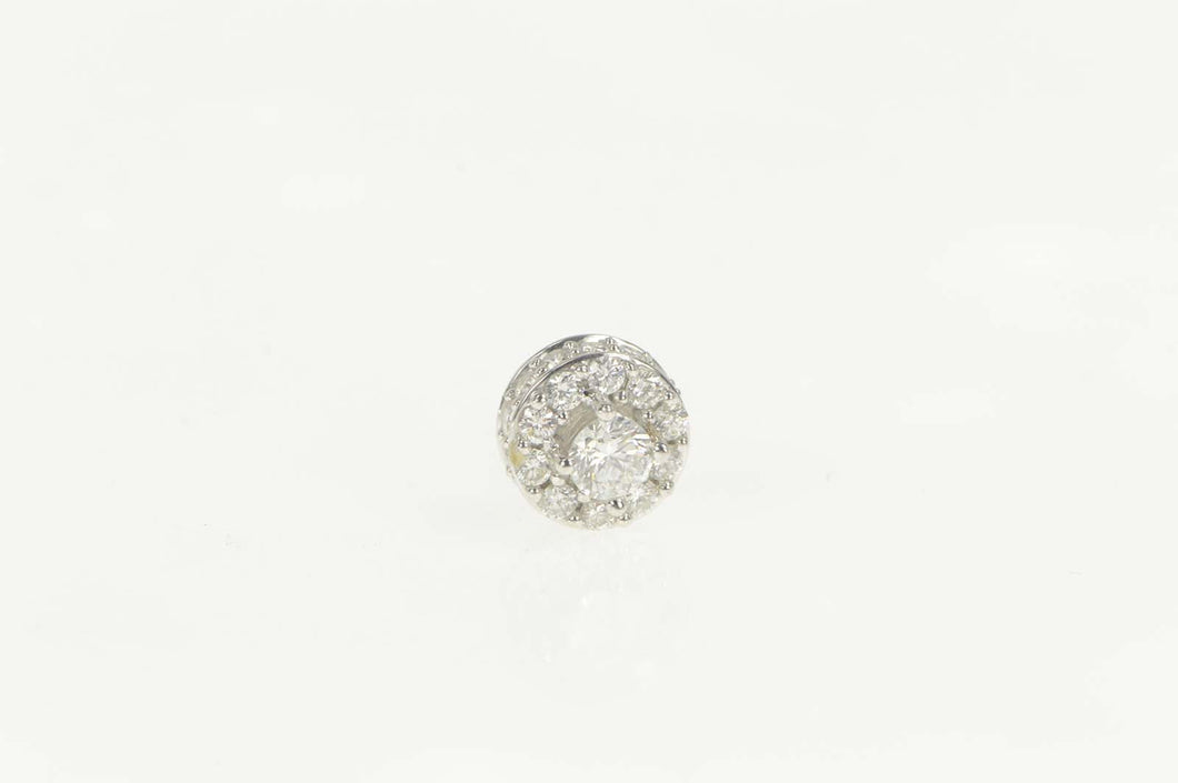 14K 0.83 Ctw Diamond Encrusted Halo Single Stud Earring White Gold