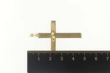 Load image into Gallery viewer, 14K Art Deco Floral Pinstriped Cross Christian Pendant Yellow Gold