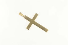 Load image into Gallery viewer, 14K Retro Pinstriped Cross Christian Symbol Faith Pendant Yellow Gold