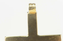 Load image into Gallery viewer, 14K Retro Pinstriped Cross Christian Symbol Faith Pendant Yellow Gold