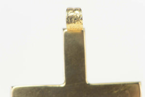 14K Retro Pinstriped Cross Christian Symbol Faith Pendant Yellow Gold
