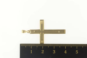 14K Retro Pinstriped Cross Christian Symbol Faith Pendant Yellow Gold
