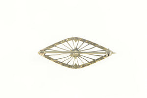 14K Victorian Diamond Seed Pearl Filigree Pin/Brooch Yellow Gold