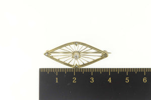 14K Victorian Diamond Seed Pearl Filigree Pin/Brooch Yellow Gold