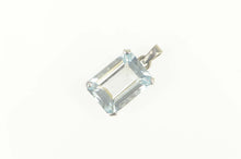 Load image into Gallery viewer, 14K Emerald Cut Blue Topaz Solitaire Statement Pendant White Gold