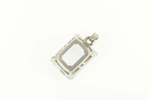 Load image into Gallery viewer, 14K Emerald Cut Blue Topaz Solitaire Statement Pendant White Gold