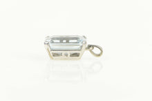 Load image into Gallery viewer, 14K Emerald Cut Blue Topaz Solitaire Statement Pendant White Gold