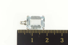 Load image into Gallery viewer, 14K Emerald Cut Blue Topaz Solitaire Statement Pendant White Gold