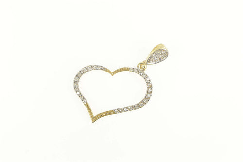 10K Pave Diamond Encrusted Curvy Heart Love Pendant Yellow Gold