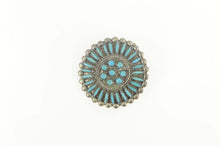 Load image into Gallery viewer, Sterling Silver Zuni Turquoise Sun Round Native American Pendant/Pin