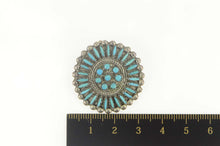 Load image into Gallery viewer, Sterling Silver Zuni Turquoise Sun Round Native American Pendant/Pin