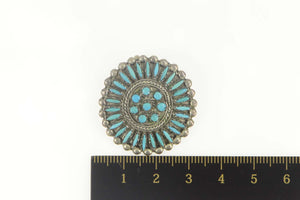 Sterling Silver Zuni Turquoise Sun Round Native American Pendant/Pin