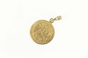 14K Saint Christopher Protect Us Christian Faith Charm/Pendant Yellow Gold