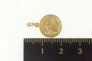 14K Saint Christopher Protect Us Christian Faith Charm/Pendant Yellow Gold