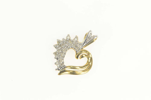 10K Diamond Cluster Heart Love Symbol Pendant Yellow Gold