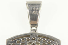 Load image into Gallery viewer, Sterling Silver Pave CZ Dog Tag Flashy Statement Medallion Pendant