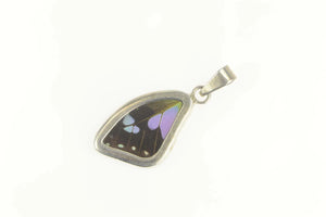 Sterling Silver Butterfly Wing Glass Capsule Statement Pendant