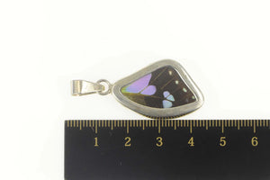 Sterling Silver Butterfly Wing Glass Capsule Statement Pendant