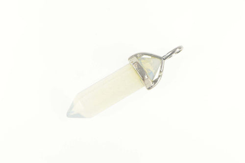 Sterling Silver Opalite Point Syn. Crystal Statement Pendant