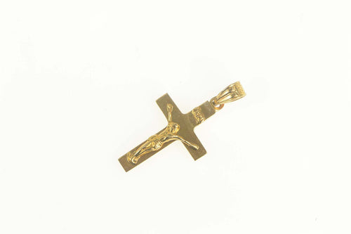 14K Cross Christian Crucifix Jesus Christ Symbol Pendant Yellow Gold