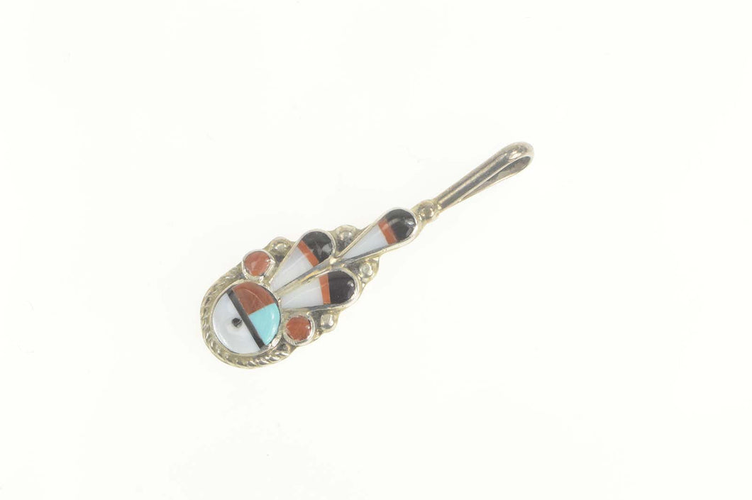 Sterling Silver Ruth LonJose Zuni Native American Onyx Pendant