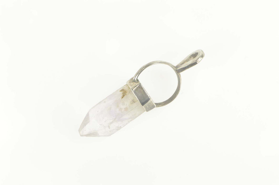 Sterling Silver Crystal Quartz Point Drop Mental Clarity Pendant