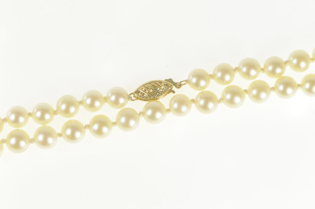 14K 6.5mm Pearl Strand Classic Statement Necklace 16.25