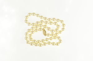 14K 6.5mm Pearl Strand Classic Statement Necklace 16.25" Yellow Gold