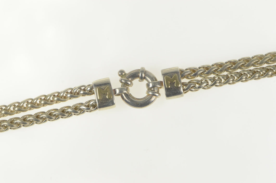 Sterling Silver Fili Menegatti Designer Layered Wheat Chain Necklace 18