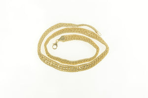 14K Rope Link Braid Design Wide Chain Statement Necklace 16.5" Yellow Gold