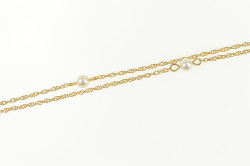 14K Pearl Beaded Twist Link Spiral Chain Necklace 23.25