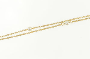 14K Pearl Beaded Twist Link Spiral Chain Necklace 23.25" Yellow Gold