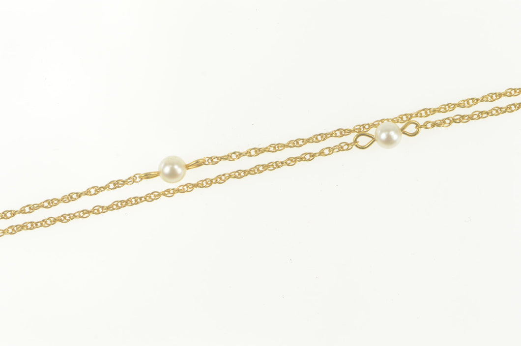 14K Pearl Beaded Twist Link Spiral Chain Necklace 23.25