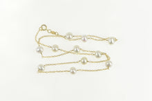 Load image into Gallery viewer, 14K 6.3mm Pearl Beaded Classic Chain Link Necklace 16&quot; Yellow Gold