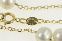 Load image into Gallery viewer, 14K 6.3mm Pearl Beaded Classic Chain Link Necklace 16&quot; Yellow Gold