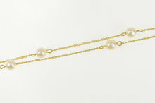 Load image into Gallery viewer, 14K 4.8mm Pearl Beaded Chain Link Classic Necklace 17.5&quot; Yellow Gold