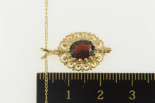Load image into Gallery viewer, 14K Oval Garnet Filigree Halo Chain Statement Necklace 17.75&quot; Yellow Gold