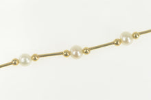 Load image into Gallery viewer, 14K 5.25mm Pearl Ball Bar Beaded Link Chain Necklace 19&quot; Yellow Gold