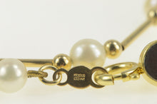 Load image into Gallery viewer, 14K 5.25mm Pearl Ball Bar Beaded Link Chain Necklace 19&quot; Yellow Gold