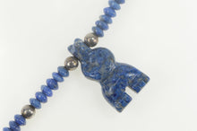Load image into Gallery viewer, Sterling Silver Carved Lazurite Bear Beaded Talisman Necklace 20.5&quot;
