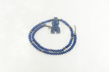 Load image into Gallery viewer, Sterling Silver Carved Lazurite Bear Beaded Talisman Necklace 20.5&quot;